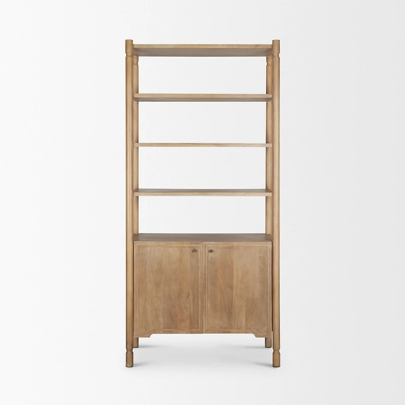 Phil Light Brown Wood 2 Door 3 Shelves Open Shelving Unit