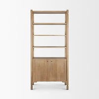 Phil Light Brown Wood 2 Door 3 Shelves Open Shelving Unit