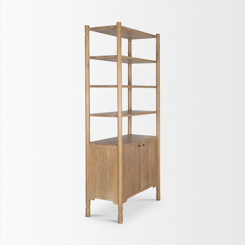 Phil Light Brown Wood 2 Door 3 Shelves Open Shelving Unit