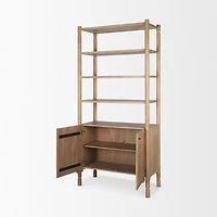 Phil Light Brown Wood 2 Door 3 Shelves Open Shelving Unit