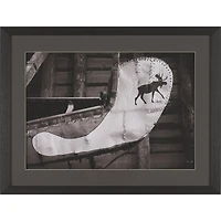 Moose Canoe Framed Art Print Matted under Glass