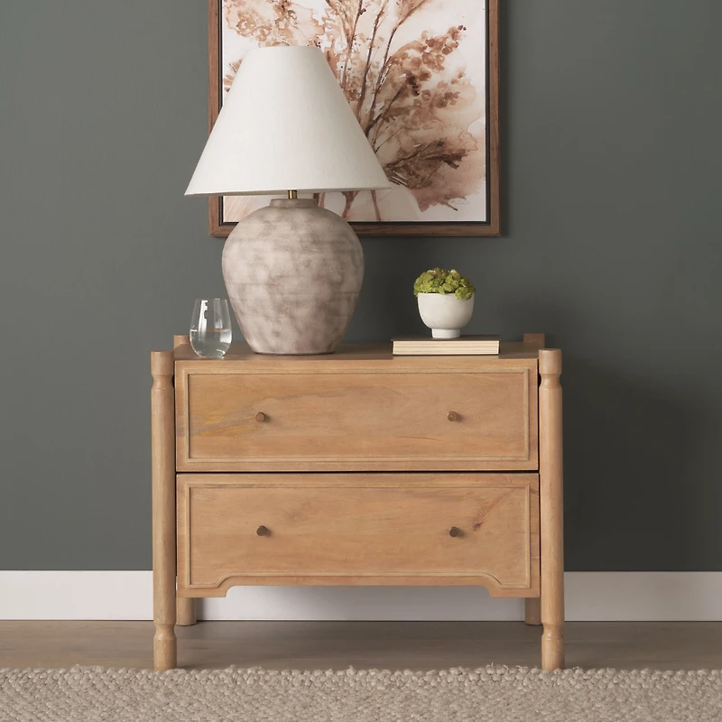 Phil Light Brown Wood 2 Drawer Accent Cabinet