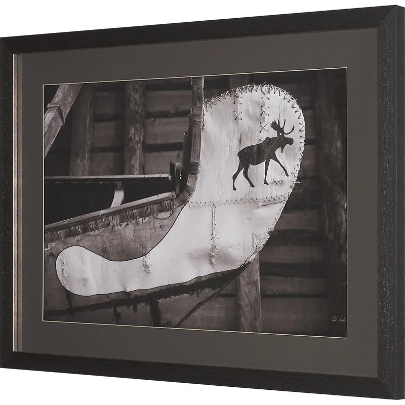 Moose Canoe Framed Art Print Matted under Glass