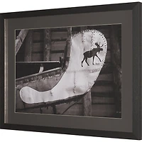 Moose Canoe Framed Art Print Matted under Glass