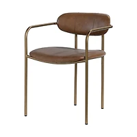 Parker Brown Leather Seat Gold Metal Frame Dining Chair