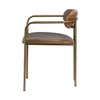 Parker Brown Leather Seat Gold Metal Frame Dining Chair