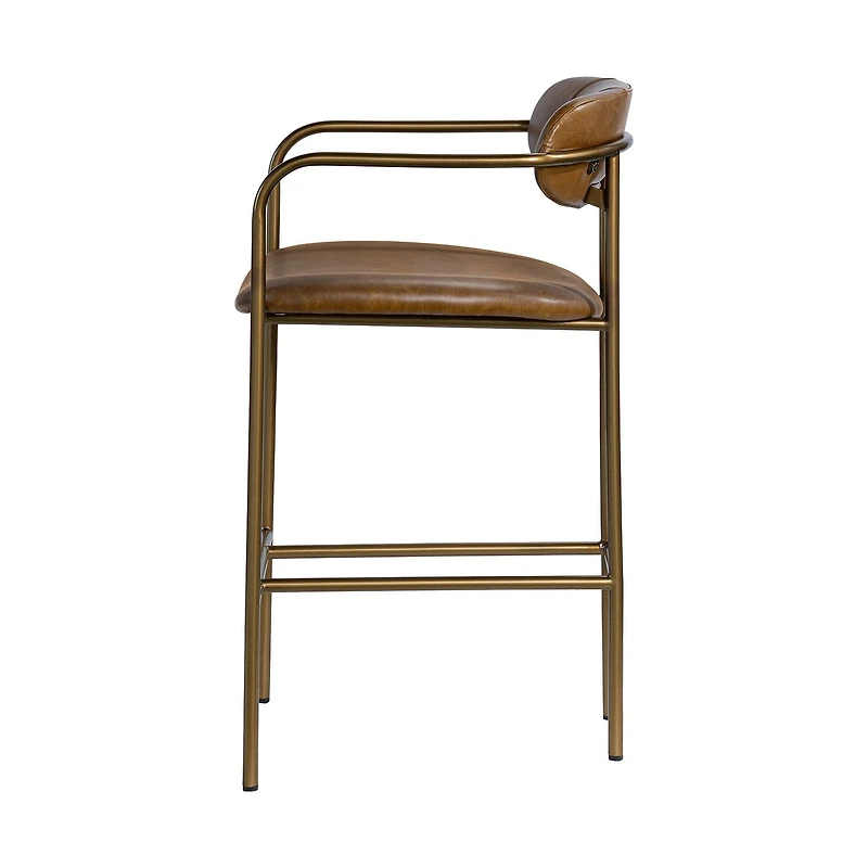 Parker Brown Leather Seat Gold Metal Counter Stool