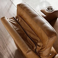 Creston Genuine Leather Power Recliner Loveseat with Power Headrest with USB/C – LED Lights – Cup Holders & Storage