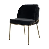 Angelo Dining Chair – Black Velvet with Gold Legs