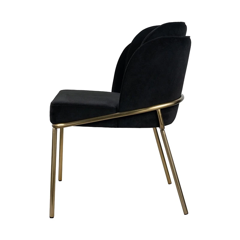 Angelo Dining Chair – Black Velvet with Gold Legs