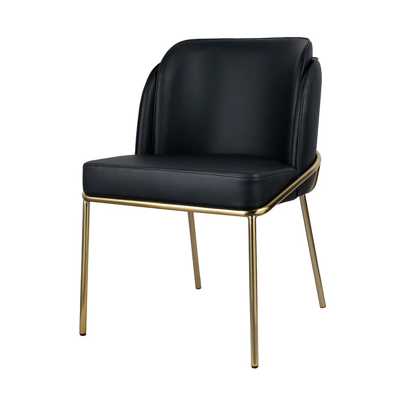Angelo Dining Chair – Black PU with Gold Legs