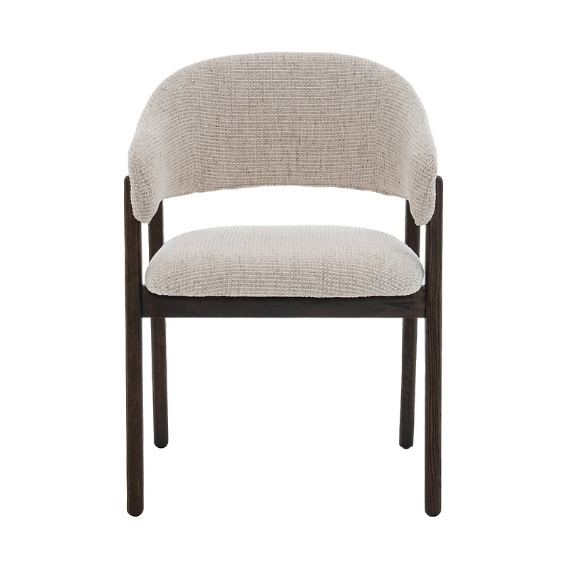 Brina Dining Chair – Beige Upholstery & Dirty Oak Wood Frame