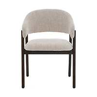 Brina Dining Chair – Beige Upholstery & Dirty Oak Wood Frame