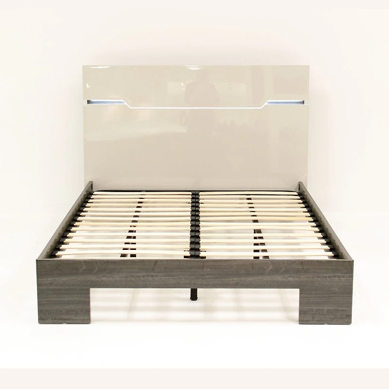 Benson Grey/ Brown Glossy Finish King Bed no storage