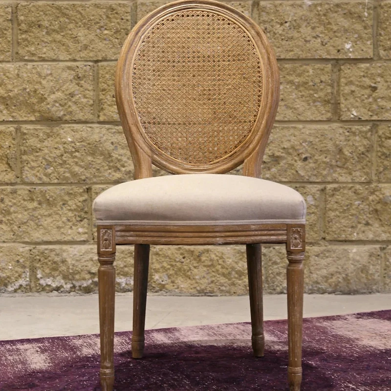 Melwynn Dining Chair w/ Cane Back Antique Linen