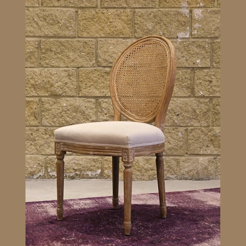 Melwynn Dining Chair w/ Cane Back Antique Linen