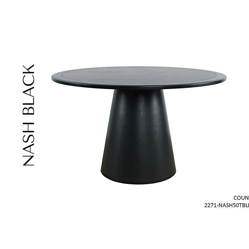 Nash 50" Round Dining Table Black
