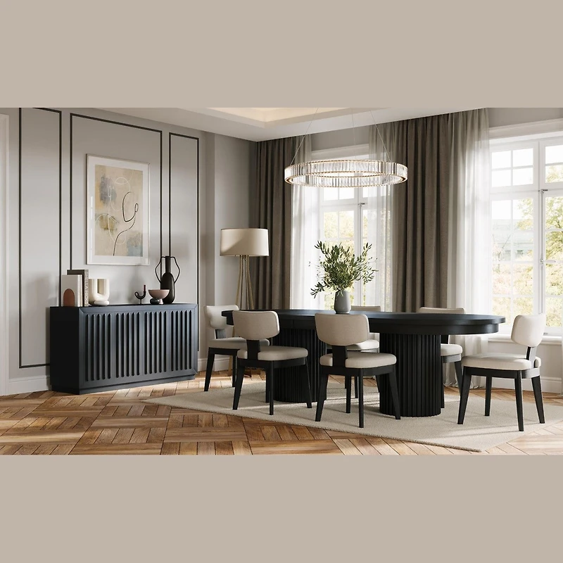 Auden 84"-102" Extendable Oval Dining Table – Black