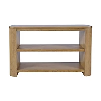 Janzen Oak Sofa Table with Open Shelving – Cascade Oak