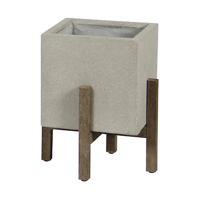 Zerith Square Standing Pot - Natural Stone