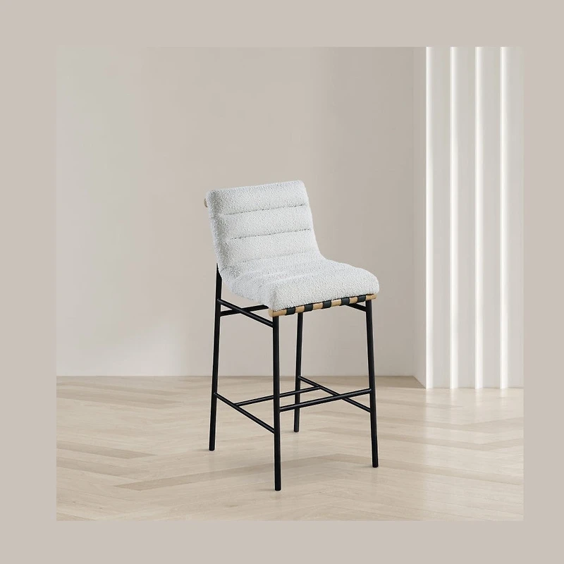 Ryna Boucle Fabric Counter Stool - Cream