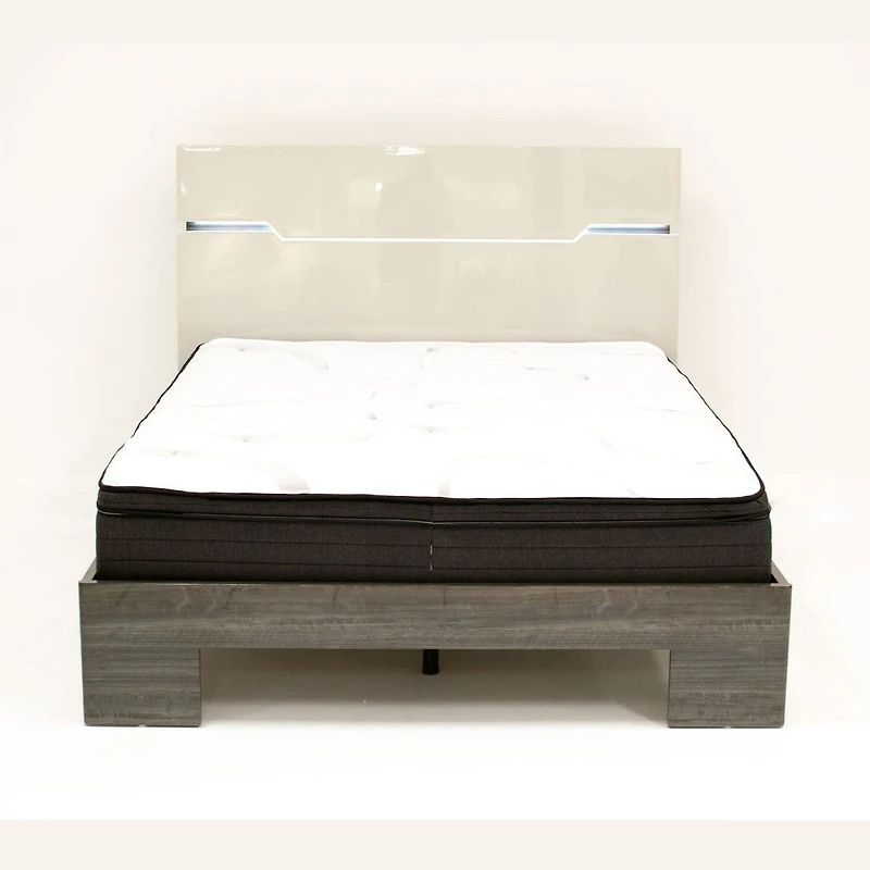 Benson Grey/ Brown Glossy Finish King Bed no storage