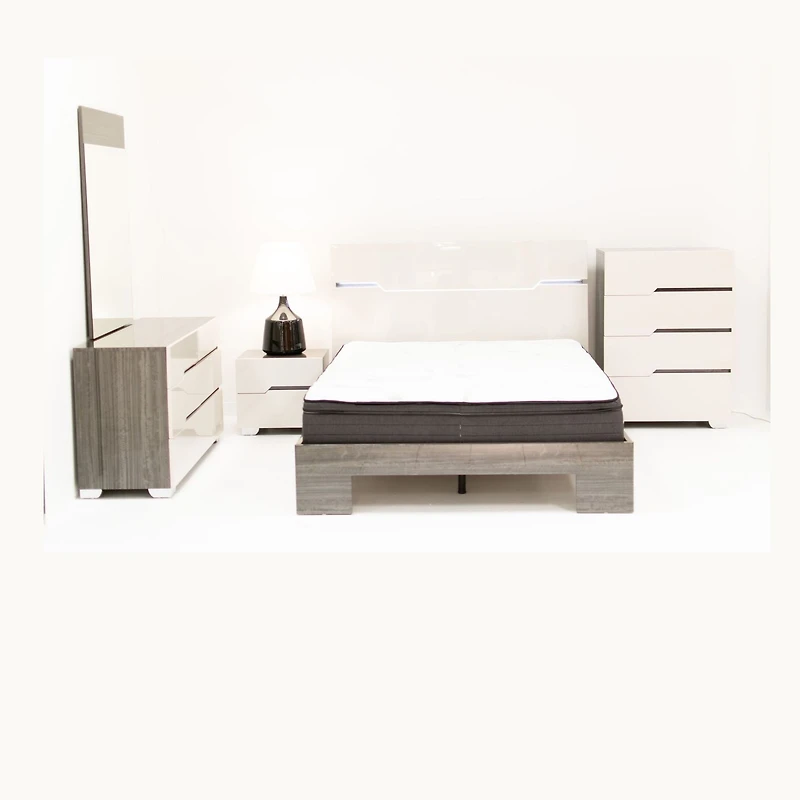 Benson Grey/ Brown Glossy Finish King Bed no storage