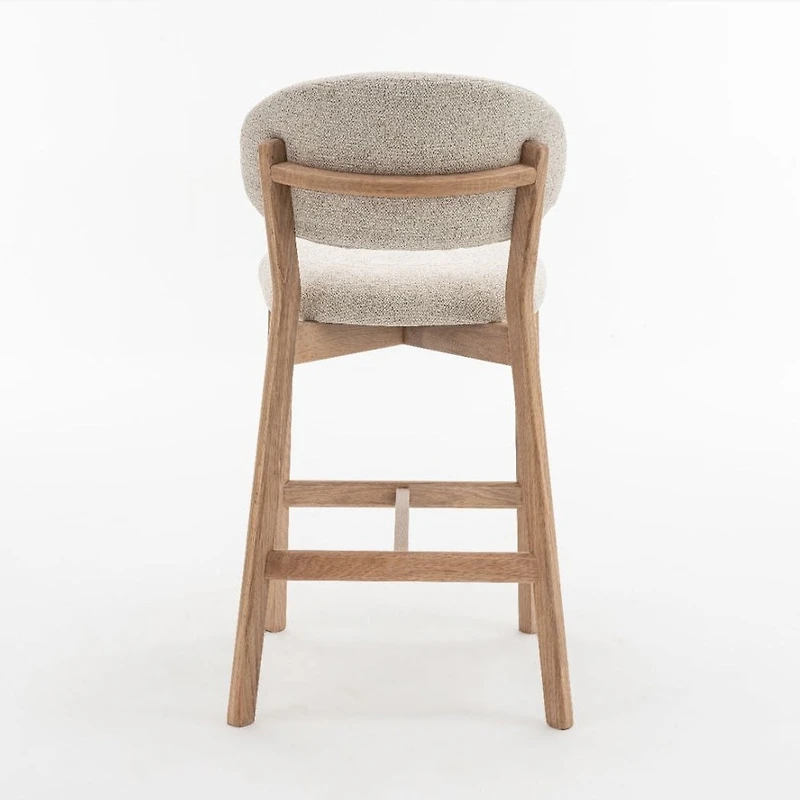 Milena Counter Stool - Beige Upholstery with Natural Oak Wood Frame