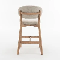 Milena Counter Stool - Beige Upholstery with Natural Oak Wood Frame