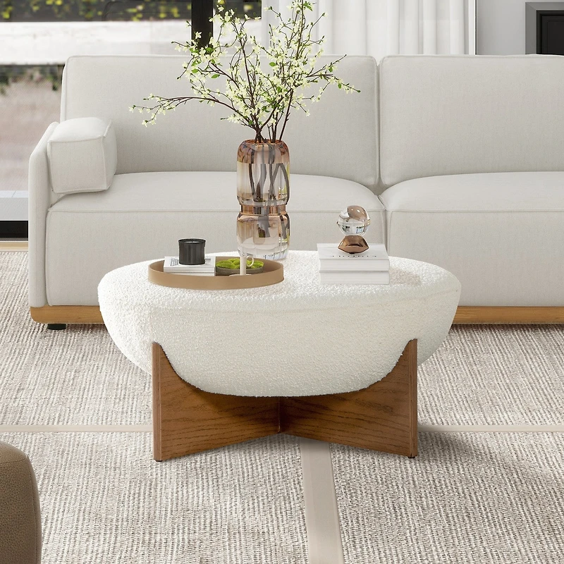 Elara Round Ottoman - Boucle