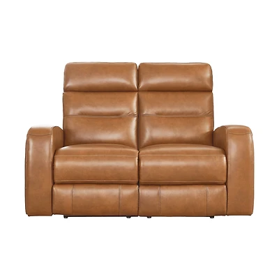 Davion Zero Gravity Power Reclining Leather Console Loveseat with Headrests & Lumbar Support