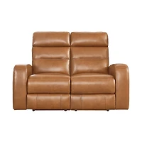 Davion Zero Gravity Power Reclining Leather Console Loveseat with Headrests & Lumbar Support