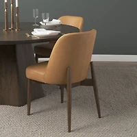 Abbie Slope Curved Tan Leather Dining Chair