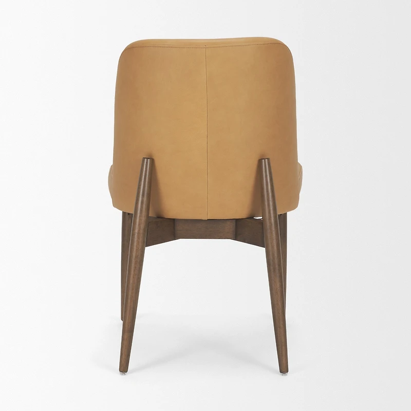 Abbie Slope Curved Tan Leather Dining Chair