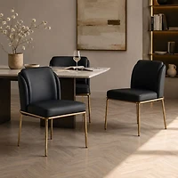 Angelo Dining Chair – Black PU with Gold Legs