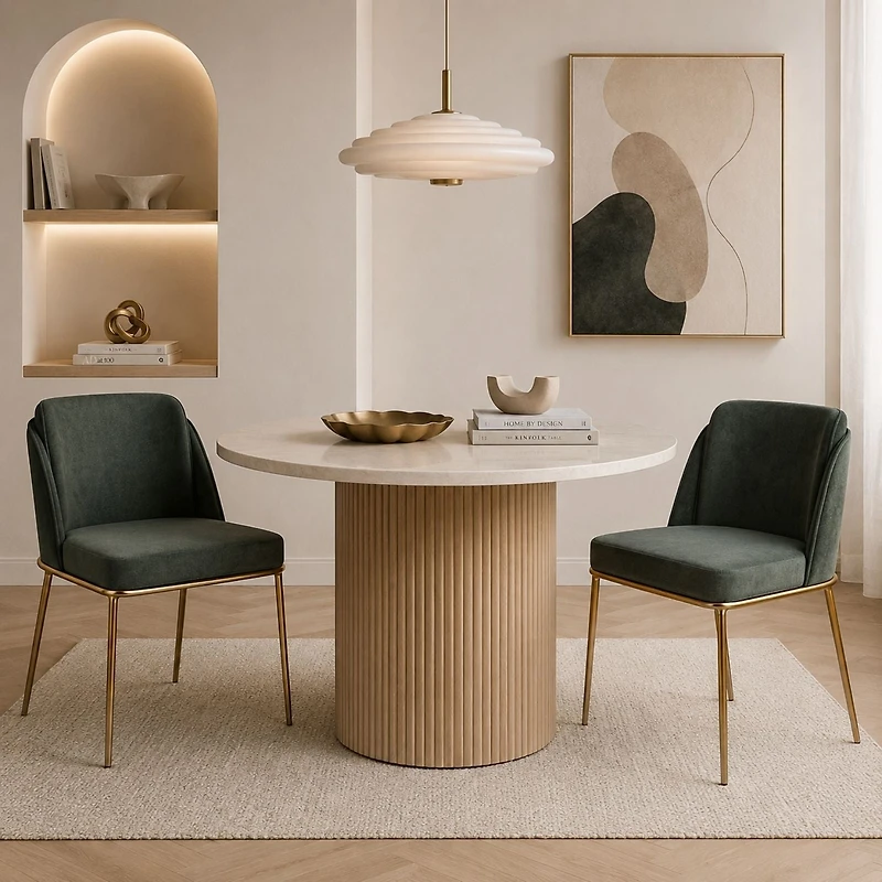 Angelo Dining Chair – Premium Green Velvet with Gold Legs