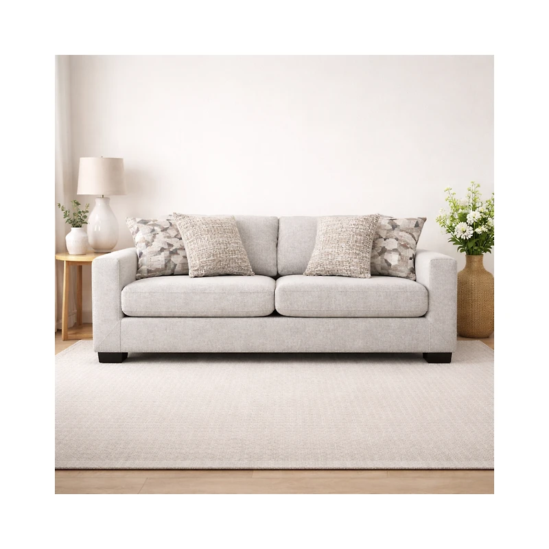 Archie Large Upholstered Sofa with 4 Toss Pillows