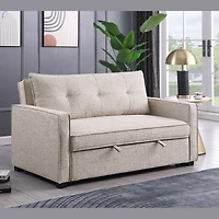 Argyle 2-Seater Performance Fabric Pull-Out Loveseat Sleeper – Oatmeal