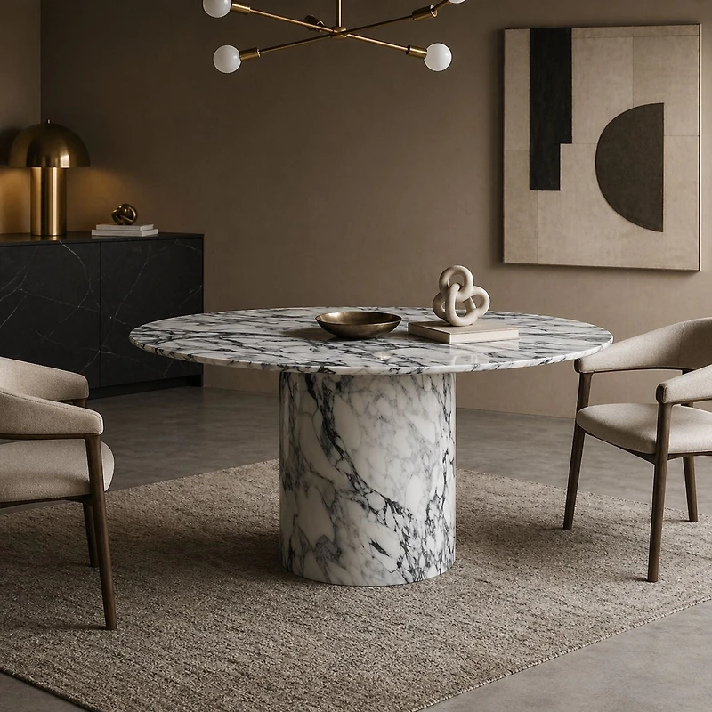Barclay Glossy Marble Foil Top Dining Table