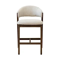 Brina Counter Stool – Beige Upholstery & Dirty Oak Wood Frame