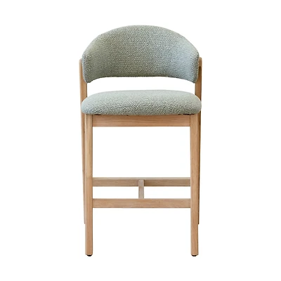 Brina Counter Stool – Mint Green Upholstery & Natural Wood Frame