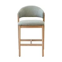 Brina Counter Stool – Mint Green Upholstery & Natural Wood Frame