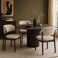 Brina Dining Chair – Beige Upholstery & Dirty Oak Wood Frame