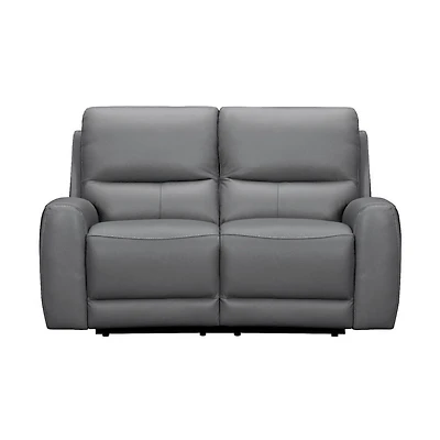 Brooke Leather Power Recliner Loveseat - Dark Grey