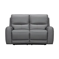 Brooke Leather Power Recliner Loveseat - Dark Grey
