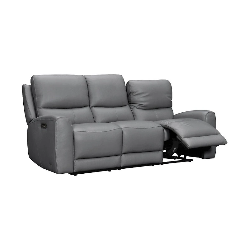 Brooke Leather Power Recliner Sofa - Dark Grey