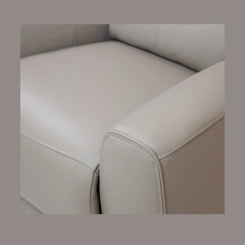 Brooke Leather Power Recliner Chair - Light Grey