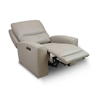 Brooke Leather Power Recliner Chair - Light Grey