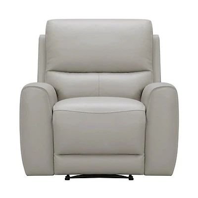 Brooke Leather Power Recliner Chair - Light Grey