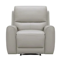 Brooke Leather Power Recliner Chair - Light Grey